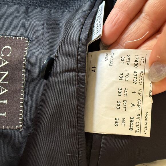 CANALI | 100% Wool Gray Microcheck 2 Button Blazer Notch Lapel Size 54 R (44 R) - Picture 9 of 11